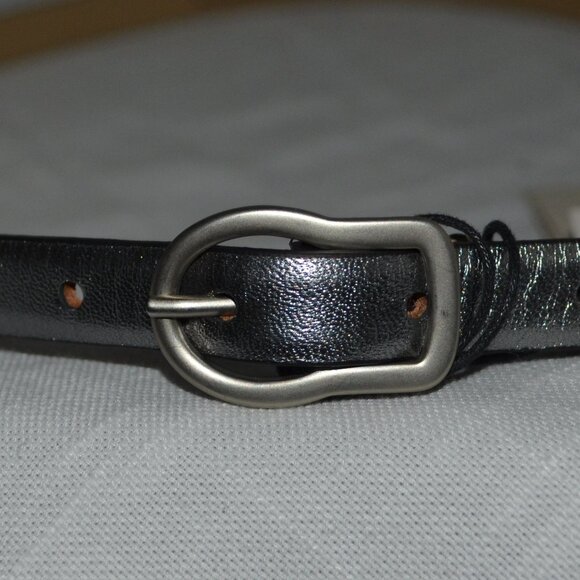 NWT $335 Sz 85 XS/S Dorothee Schumacher Nightfever Silver Leather Skinny Belt main image 8